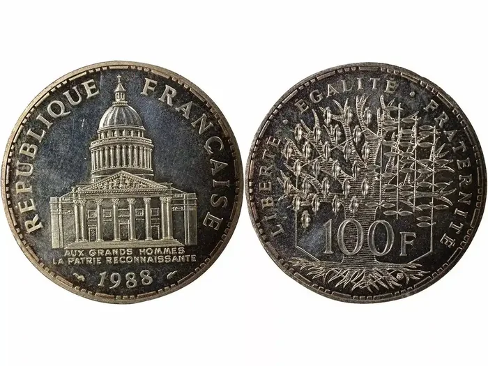 100 Francs Argent, Panthéon – 1988 Pessac