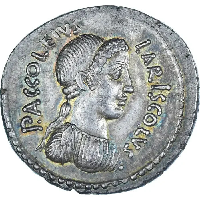 Accoleia, Denarius, 43 BC Rome – Pedigree – Silver – AU(50-53) – Crawford 486/1