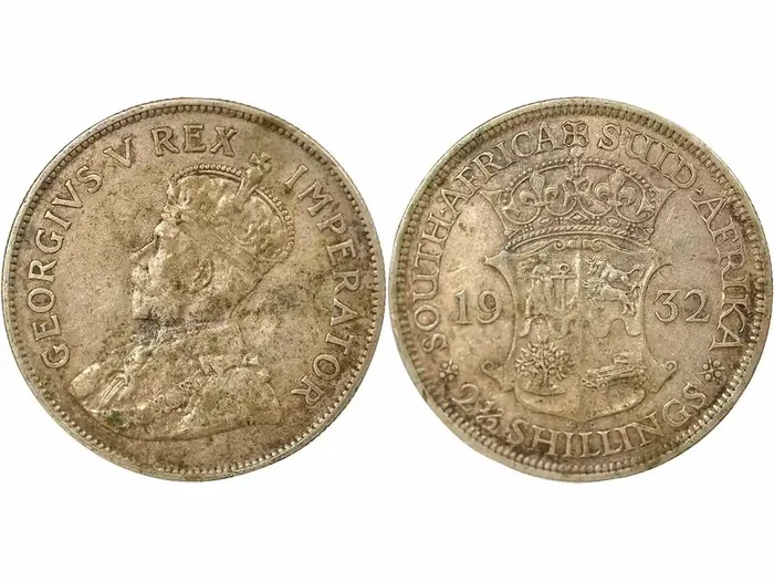 Afrique du Sud George V – 2 1/2 Shillings Argent, Type 2 – 1932 Pretoria