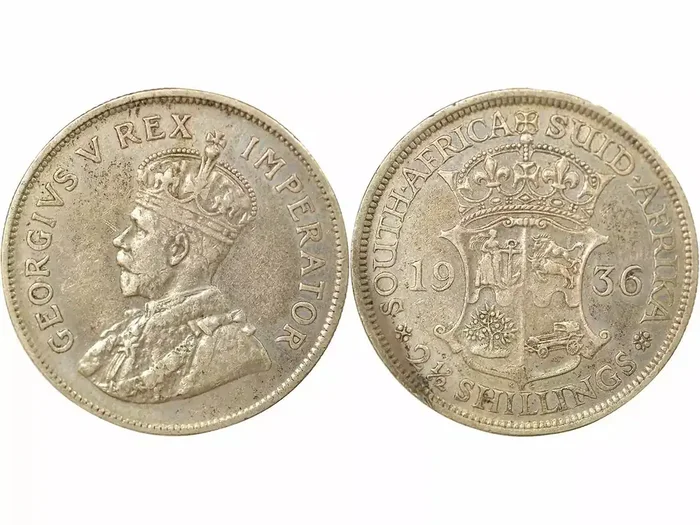 Afrique du Sud George V – 2 1/2 Shillings Argent, Type 2 – 1936 Pretoria