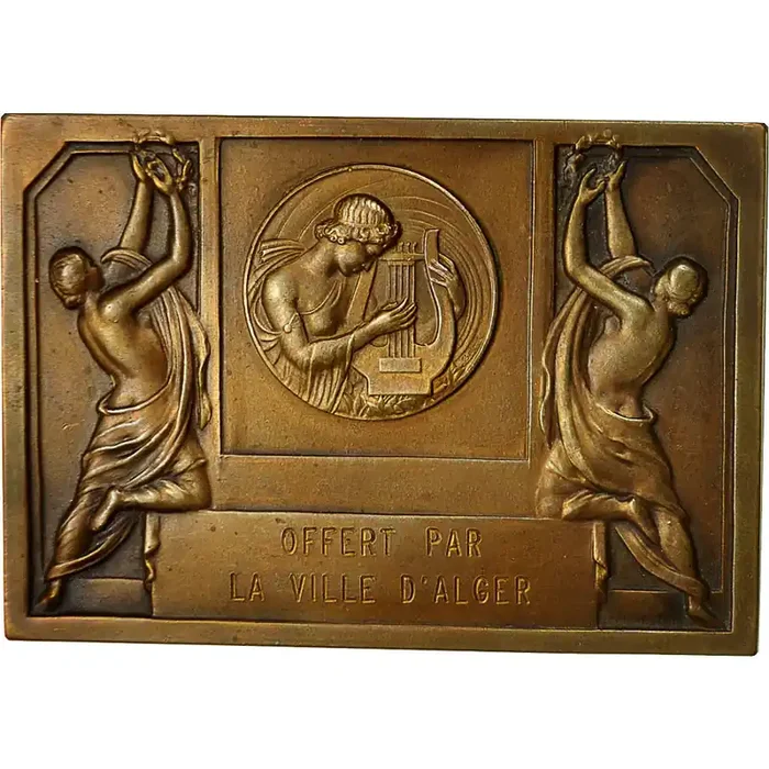 Algeria, Medal, Art Déco Plaque – Offert par la Ville d‘Alger – 1958 – Fraisse