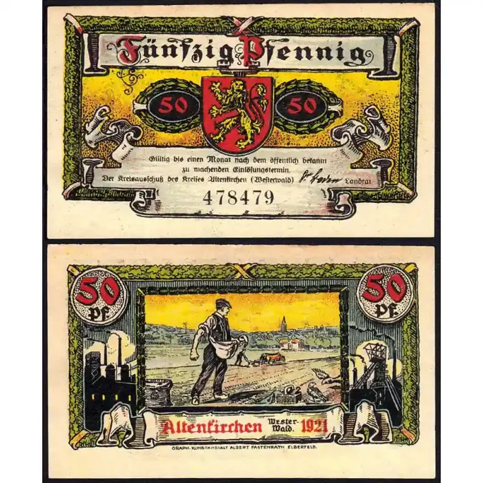 Allemagne – Notgeld – Altenkirchen – 50 pfennig – Sans série – 1921 – Etat SPL