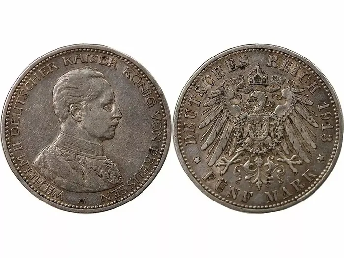Allemagne Allemagne, Prusse, Guillaume II – 5 Mark Argent 1913 A Berlin