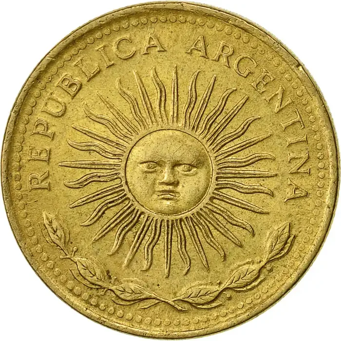 Argentina, 5 Pesos, 1976 EF(40-45) – Aluminum-Bronze – KM 71