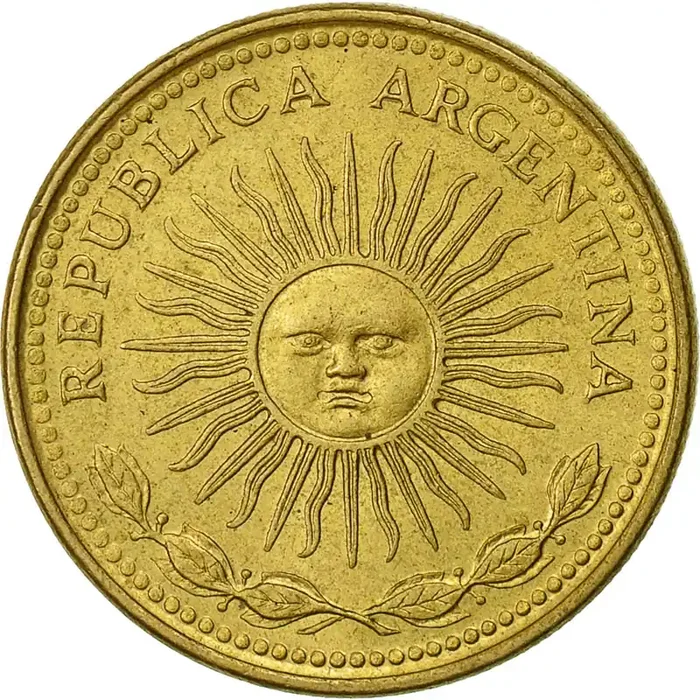 Argentina, 5 Pesos, 1976 VF(30-35) – Aluminum-Bronze – KM 71