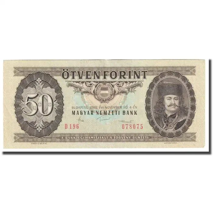 Banknote, Hungary, 50 Forint 1986 – 1986-11-04 – KM 170g – AU(50-53)