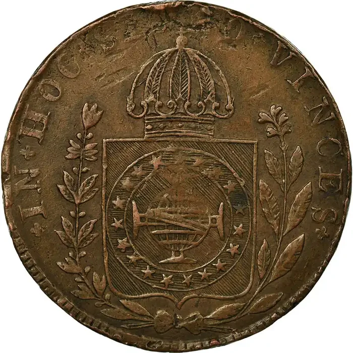 Coin, Brazil, Pedro I 80 Reis – 1829 – Bahia – VF(30-35) – Copper – KM 366.2
