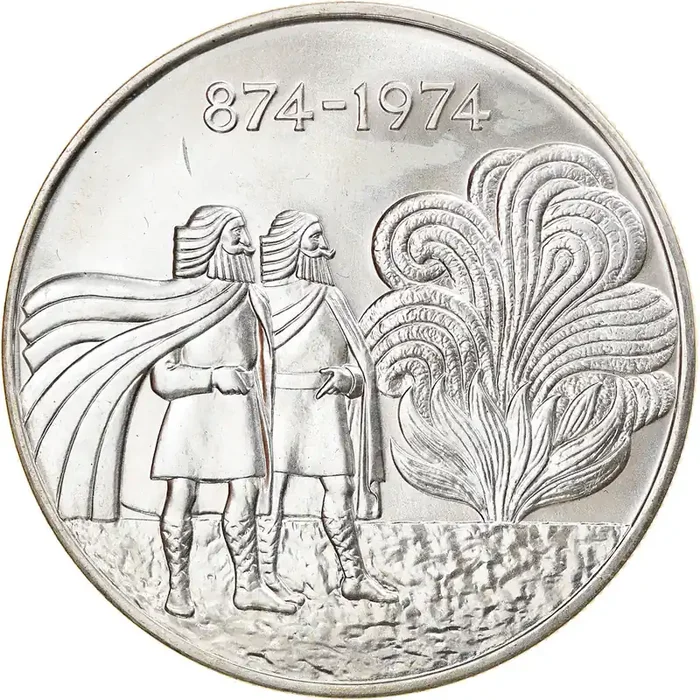 Coin, Iceland, 1000 Kronur 1974 – AU(55-58) – Silver – KM 21