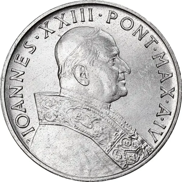 Coin, VATICAN CITY, John XXIII 5 Lire – 1962 – MS(63) – Aluminum – KM 69