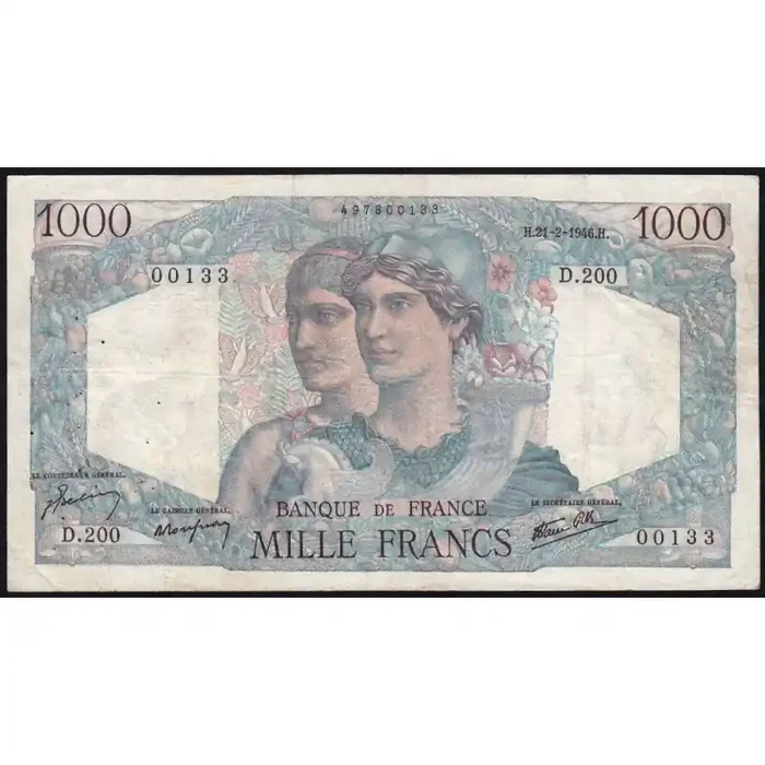 F 41-11 – 21/02/1946 – 1000 francs – Minerve et Hercule – Série D.200 – Etat TB+