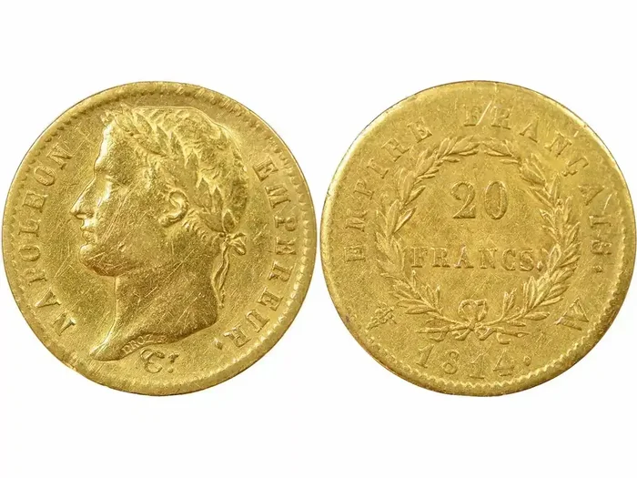 France Napoléon Ier – 20 Francs Or 1814 W Lille
