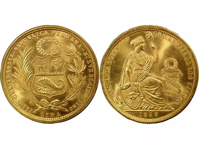 Pérou 50 Soles Or – 1959 Lima