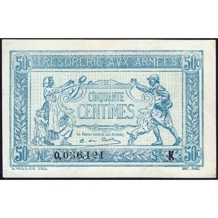 VF 01-11 – 50 centimes – Trésorerie aux armées – 1917 – Série K – Etat SUP