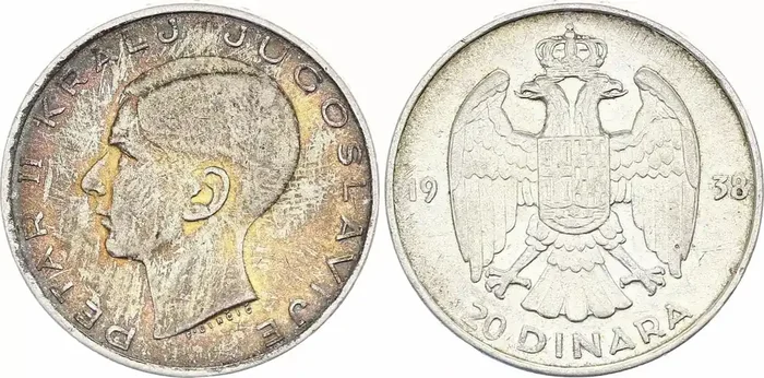 Yougoslavie 20 Dinara – Royaume de Yougoslavie – 1938